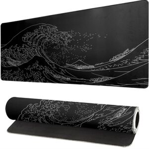 Unique Stunning Black Wave Design Desk Mat -Comfortable, Non-Slip, and Smooth